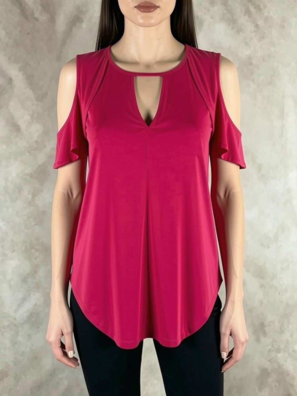Jessica Simpson Ruffled Cold-Shoulder Top NWT Small
